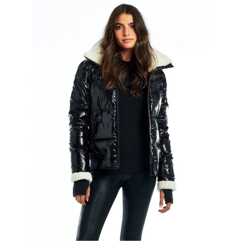 SAM. Jet Caviar Nikki Puffer Shearling Jacket XS
